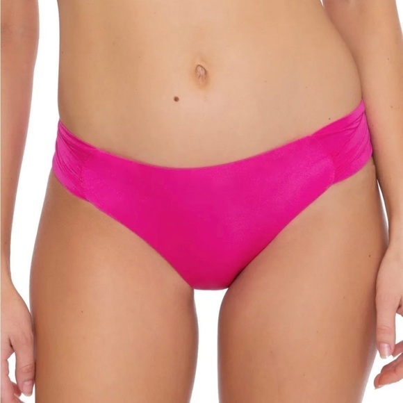 Trina Turk Monaco Side Tab Hipster Bikini Bottoms Pink, Women's Size 8 swimsuit - Picture 1 of 5